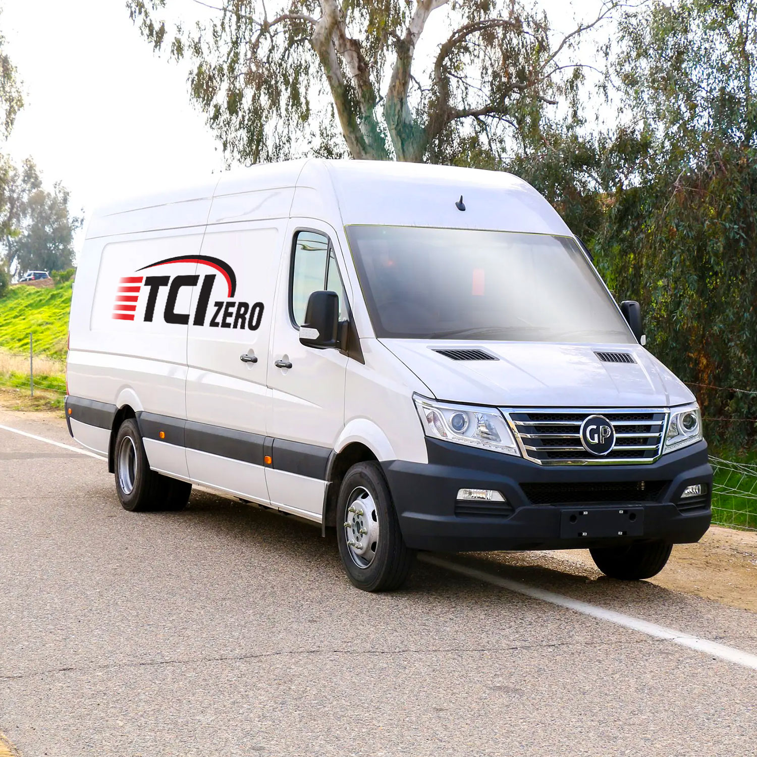 EV Cargo Van on the road