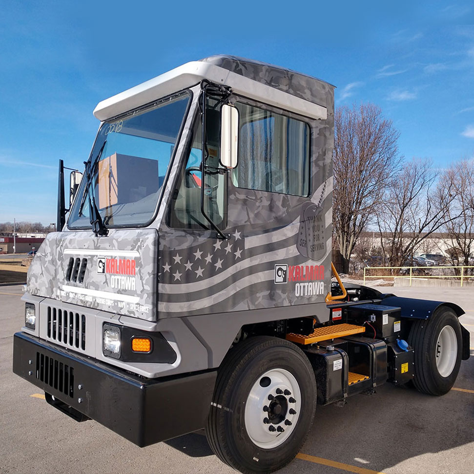 Kalmar Ottawa military wrapped yard spotter