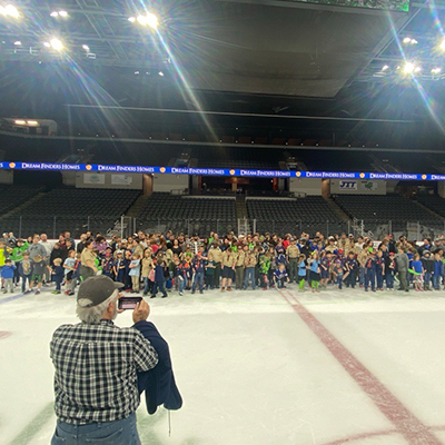 Boyscouts at local Hockey game