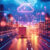 A Futuristic Scene of a Semi-Trailer Truck on a Highway with Cloud Computing Symbols, City Skyline, and Digital Connection Elements in the Evening