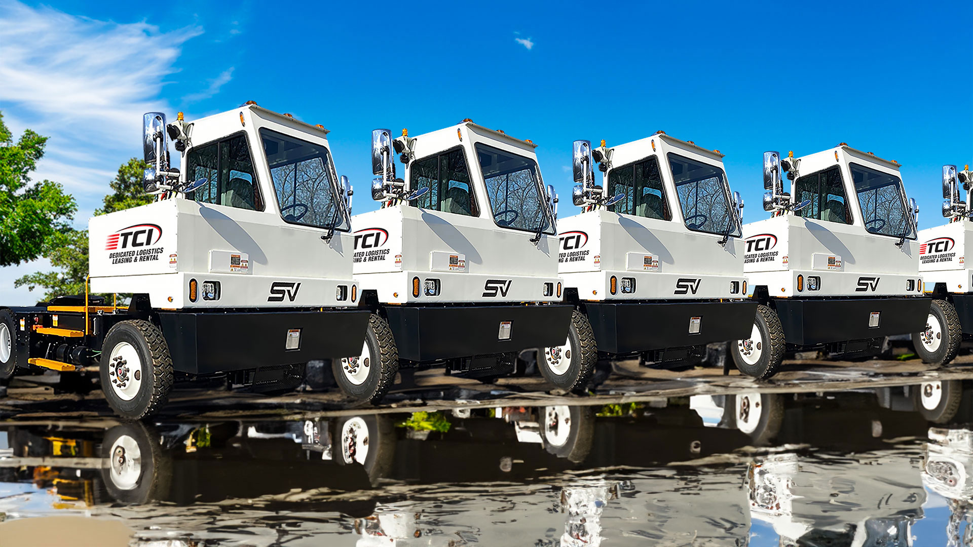 Row of Lonestar SV Electric Yard Tractors